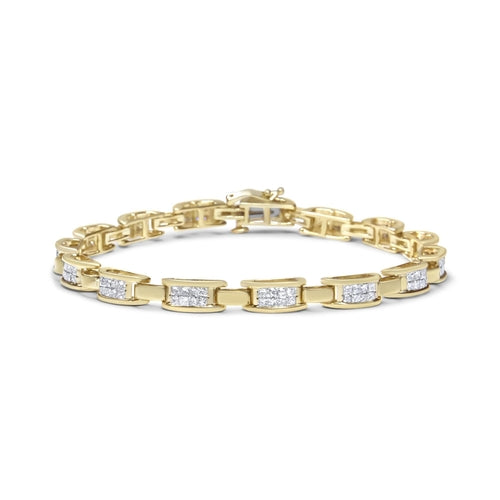 10K Yellow Gold 2.0 Cttw Invisible-Set Princess Cut Diamond