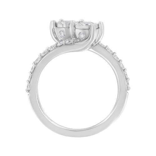 10K White Gold Two-Stone Miracle-Set Diamond Bypass Ring (1 Cttw, H-I bingut-4b.myshopify.com product_type