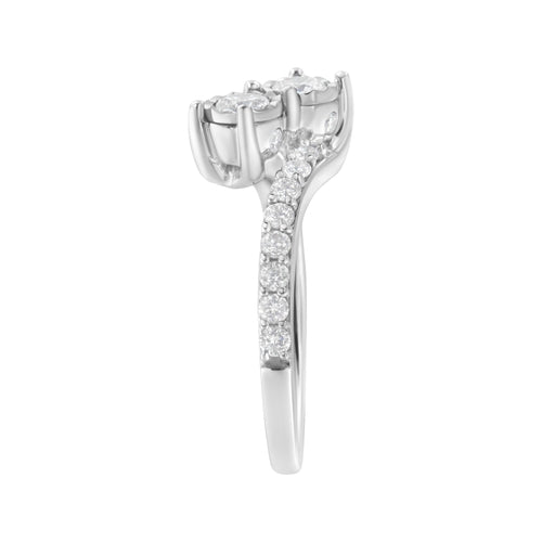 10K White Gold Two-Stone Miracle-Set Diamond Bypass Ring (1 Cttw, H-I bingut-4b.myshopify.com product_type