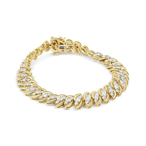 10K Yellow Gold 5.0 Cttw Diamond Double Row S-Link Cuban Bracelet (J-K bingut-4b.myshopify.com product_type