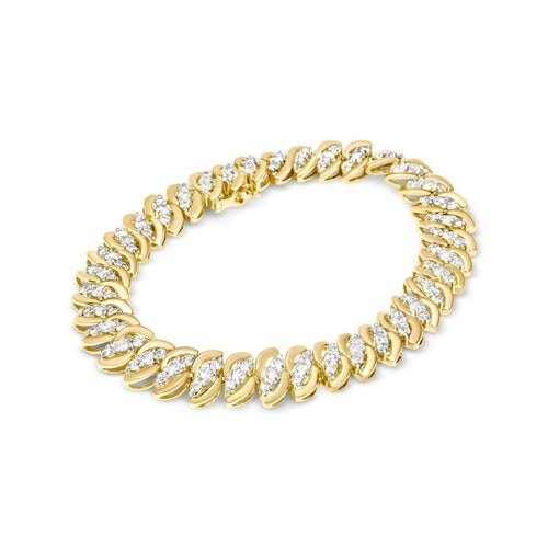 10K Yellow Gold 5.0 Cttw Diamond Double Row S-Link Cuban Bracelet (J-K bingut-4b.myshopify.com product_type