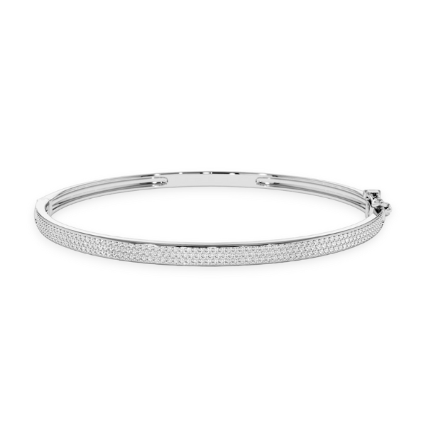 14K Solid Gold 3 Rows Diamond Bracelet