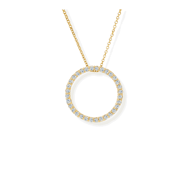 14K Solid Gold Circle Diamond Necklace