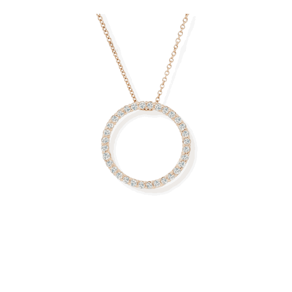 14K Solid Gold Circle Diamond Necklace