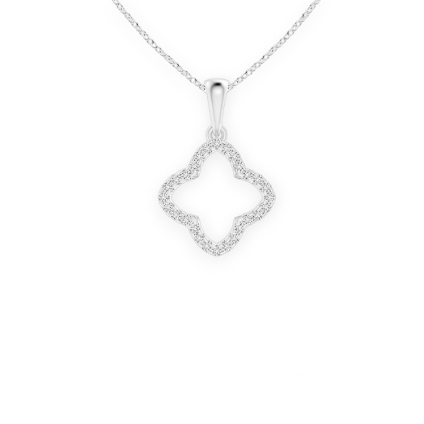 14K Solid Gold Clover Diamond Necklace