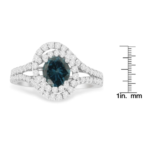 14K White Gold 1-1/3 Cttw White & Blue Diamond Interweaving Double bingut-4b.myshopify.com product_type