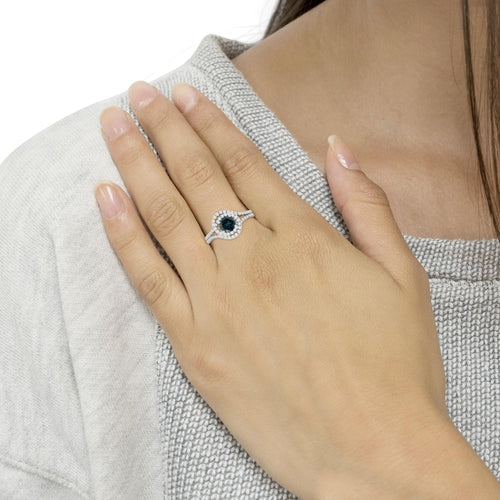 14K White Gold 1-1/3 Cttw White & Blue Diamond Interweaving Double bingut-4b.myshopify.com product_type