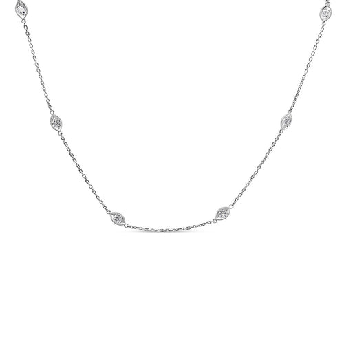 14K White Gold 1.00 Cttw Bezel Set Round Diamond Marquise Shaped bingut-4b.myshopify.com product_type