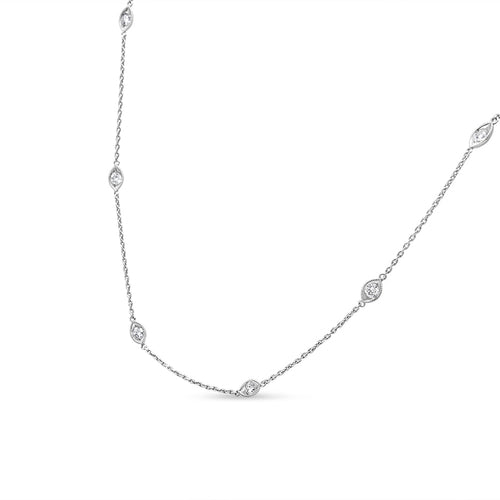 14K White Gold 1.00 Cttw Bezel Set Round Diamond Marquise Shaped bingut-4b.myshopify.com product_type