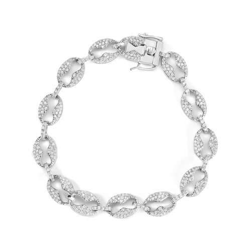 14K White Gold 1 1/2 Cttw Round Diamond Set Link Bracelet (I-J Color, bingut-4b.myshopify.com product_type