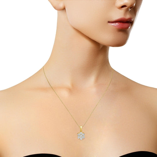 14K Yellow Gold 1.00 Cttw Brilliant Round-Cut Diamond 7 Stone Floral bingut-4b.myshopify.com product_type