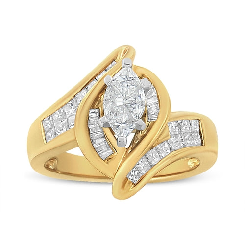 14K Yellow Gold Princess, Baguette, and Pie cut Diamond Marquise bingut-4b.myshopify.com product_type