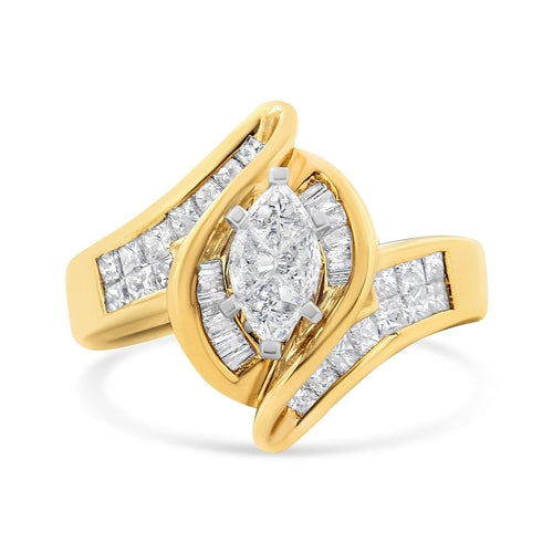 14K Yellow Gold Princess, Baguette, and Pie cut Diamond Marquise bingut-4b.myshopify.com product_type