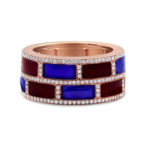 18K Rose Gold Alternating Red and Blue Enamel and 1/2 Cttw Diamond bingut-4b.myshopify.com product_type