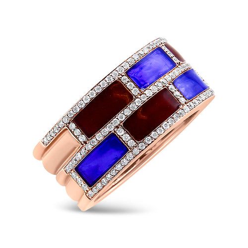 18K Rose Gold Alternating Red and Blue Enamel and 1/2 Cttw Diamond bingut-4b.myshopify.com product_type