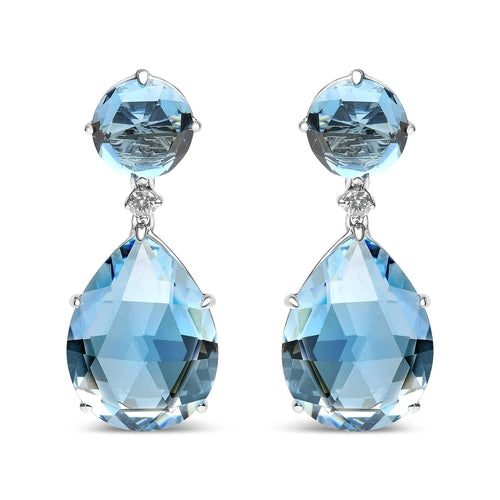 18K White Gold 1/5 Cttw Diamond with Round London Blue Topaz and 20 x bingut-4b.myshopify.com product_type