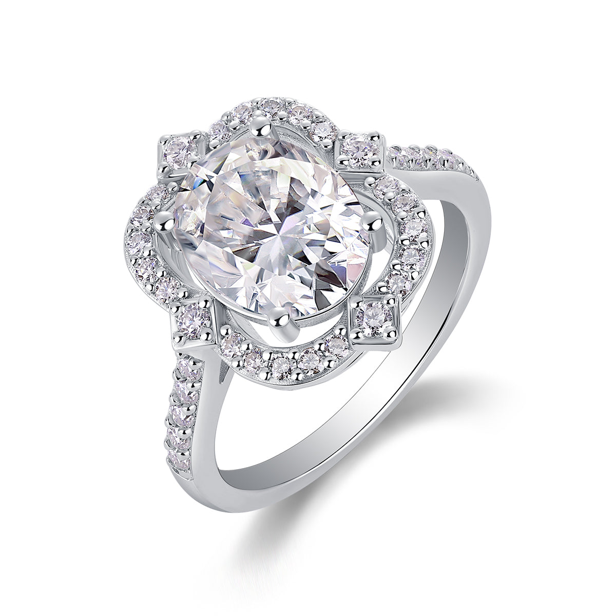 Camellia Moissanite S925 Silver Gold-Plated Statement Ring | Vloy