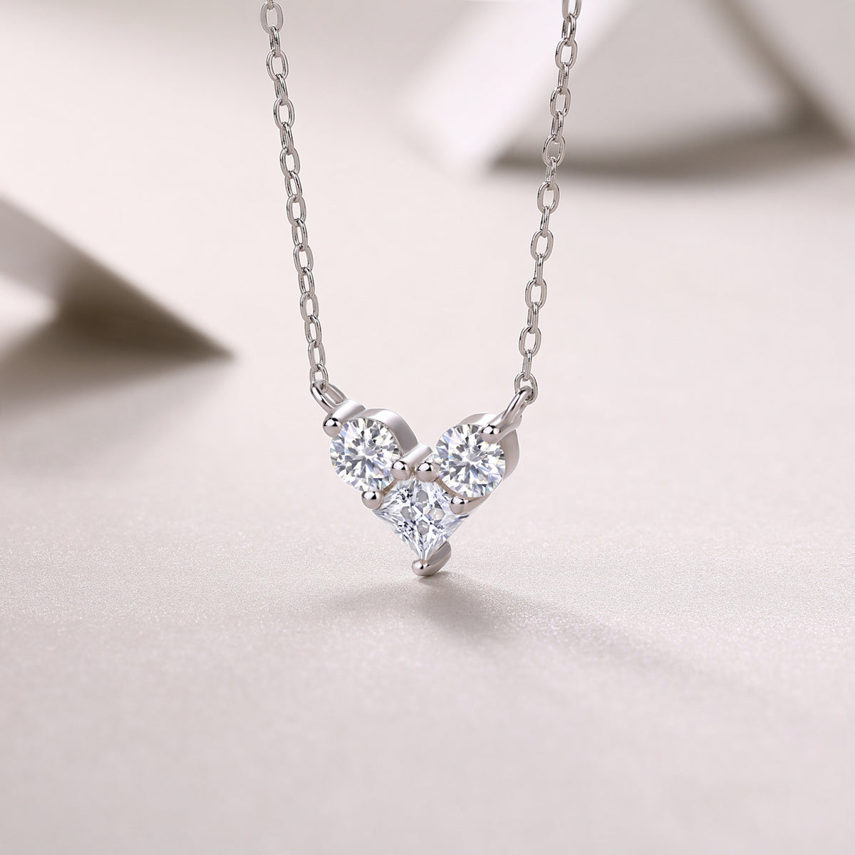 Square-Cut Moissanite S925 Silver Pendant Necklace Set | Vloy