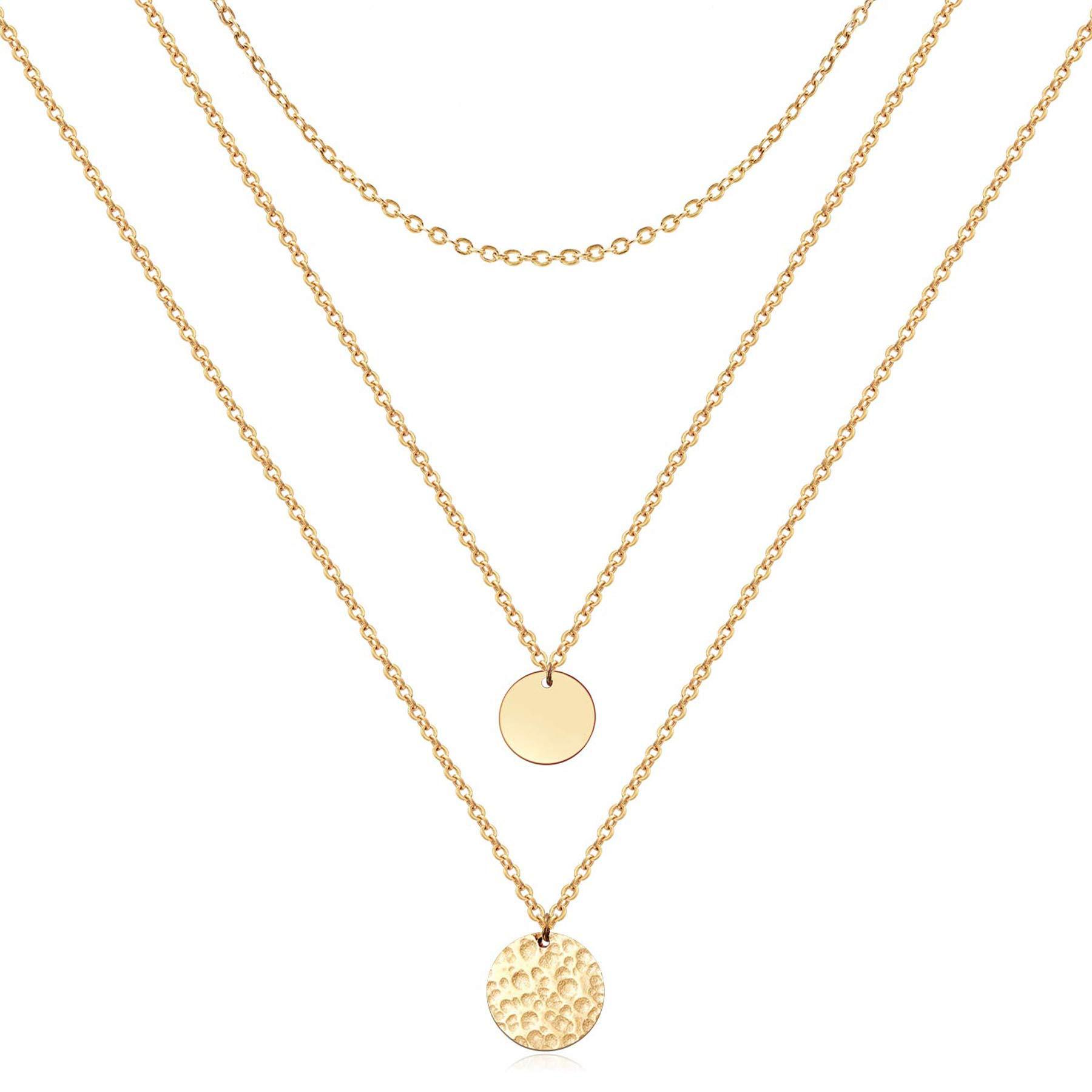 Delicate 14K Gold-Plated Bar & Coin Layered Choker Necklace | Vloy