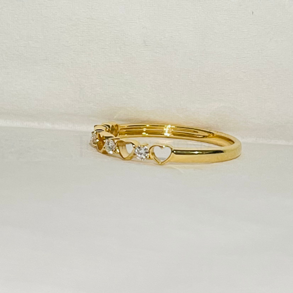 Heart Shape 14K Solid Gold Diamond Stacking Ring Band