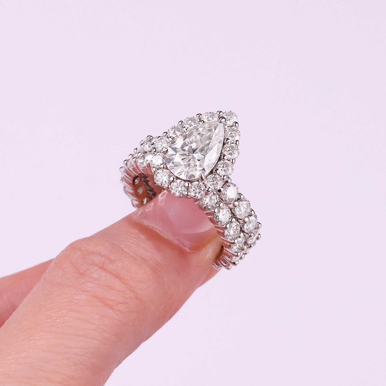 Pear-Cut Moissanite S925 Silver Platinum-Plated Unisex Ring | Vloy