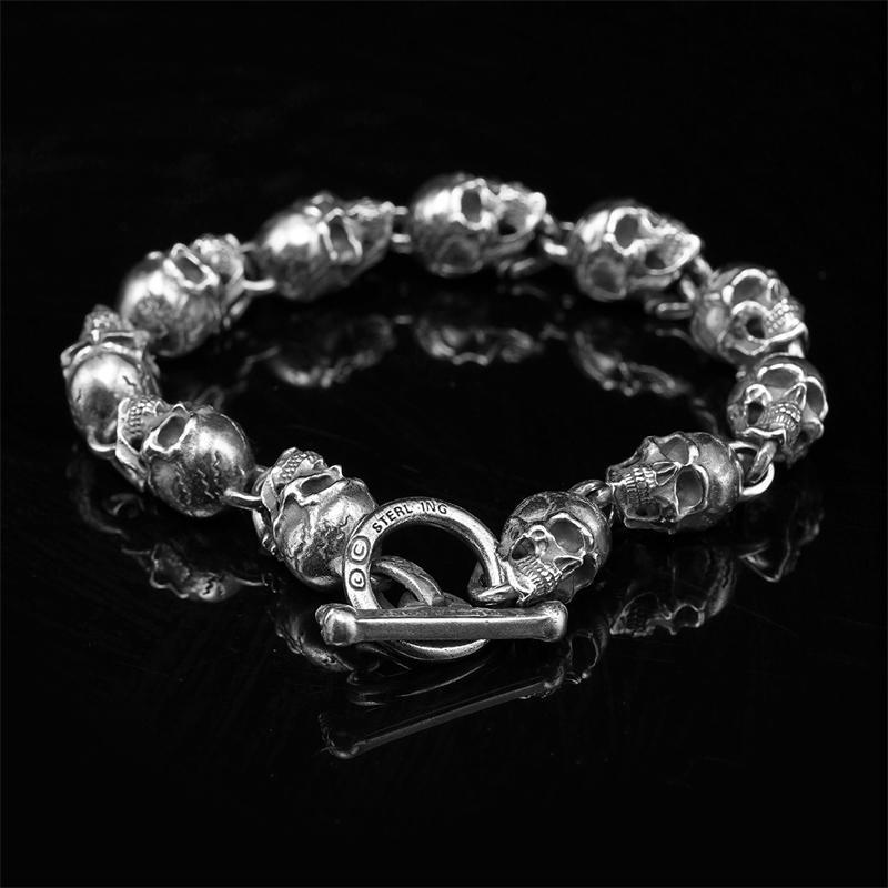 Handmade Skull Copper Motorcycle Bracelet – Punk Style for Men | Vloy