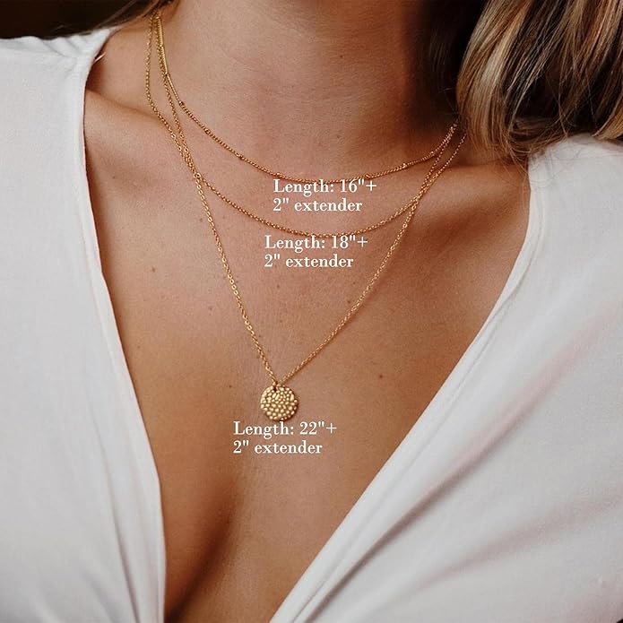 Elegant 14K Gold-Plated Hammered Coin Layered Necklace | Vloy