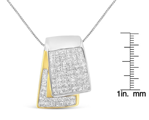 14K White and Yellow Gold 2.0 Cttw Princess Cut Diamond Two Tone