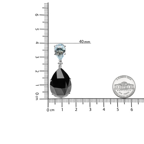 18K White Gold 1/5 Cttw Diamond with Pear Cut Sky Blue Topaz and