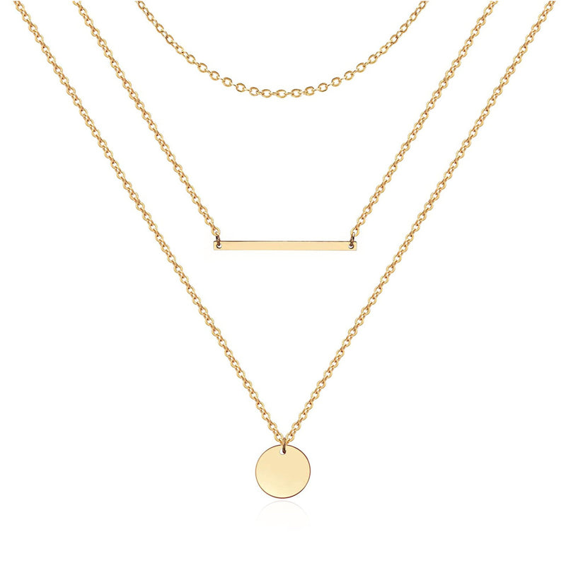 Handmade 14K Gold-Plated CZ Y-Pendant Layered Choker Necklace | Vloy