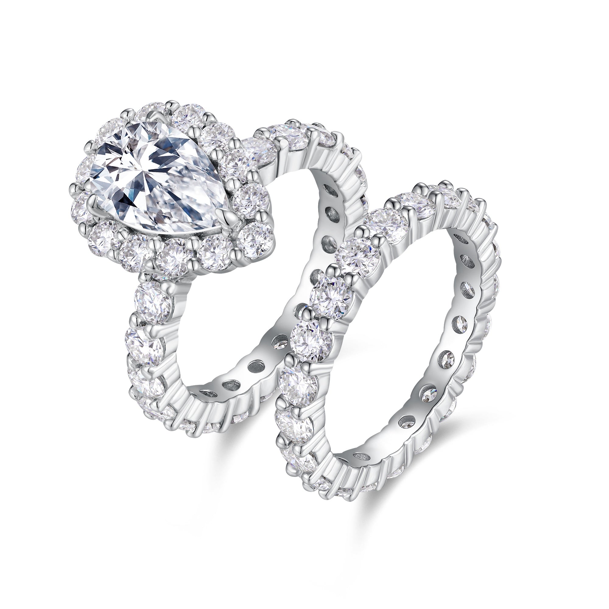 Pear-Cut Moissanite S925 Silver Platinum-Plated Unisex Ring | Vloy