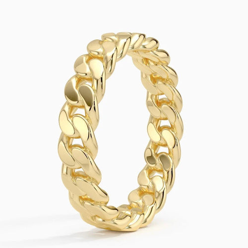 Cuban Link Ring | Solid Gold | 10K White Gold | Unisex Band