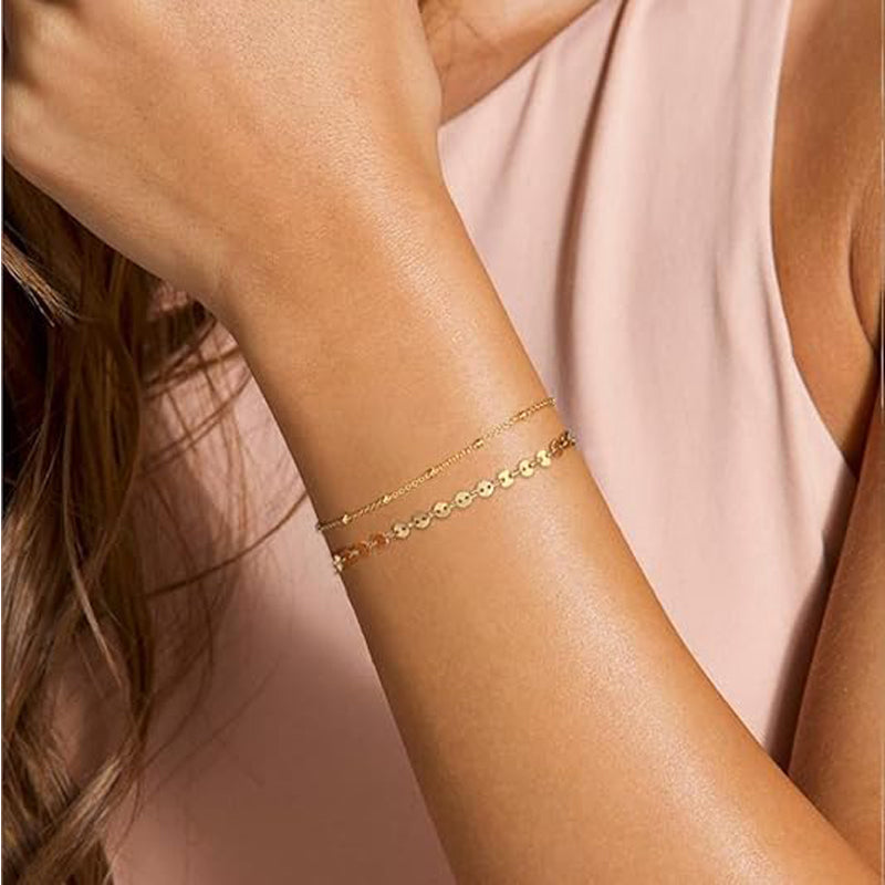 Charm-Stacked 14K Gold-Plated Evil Eye & Pearl Bracelet Set | Vloy