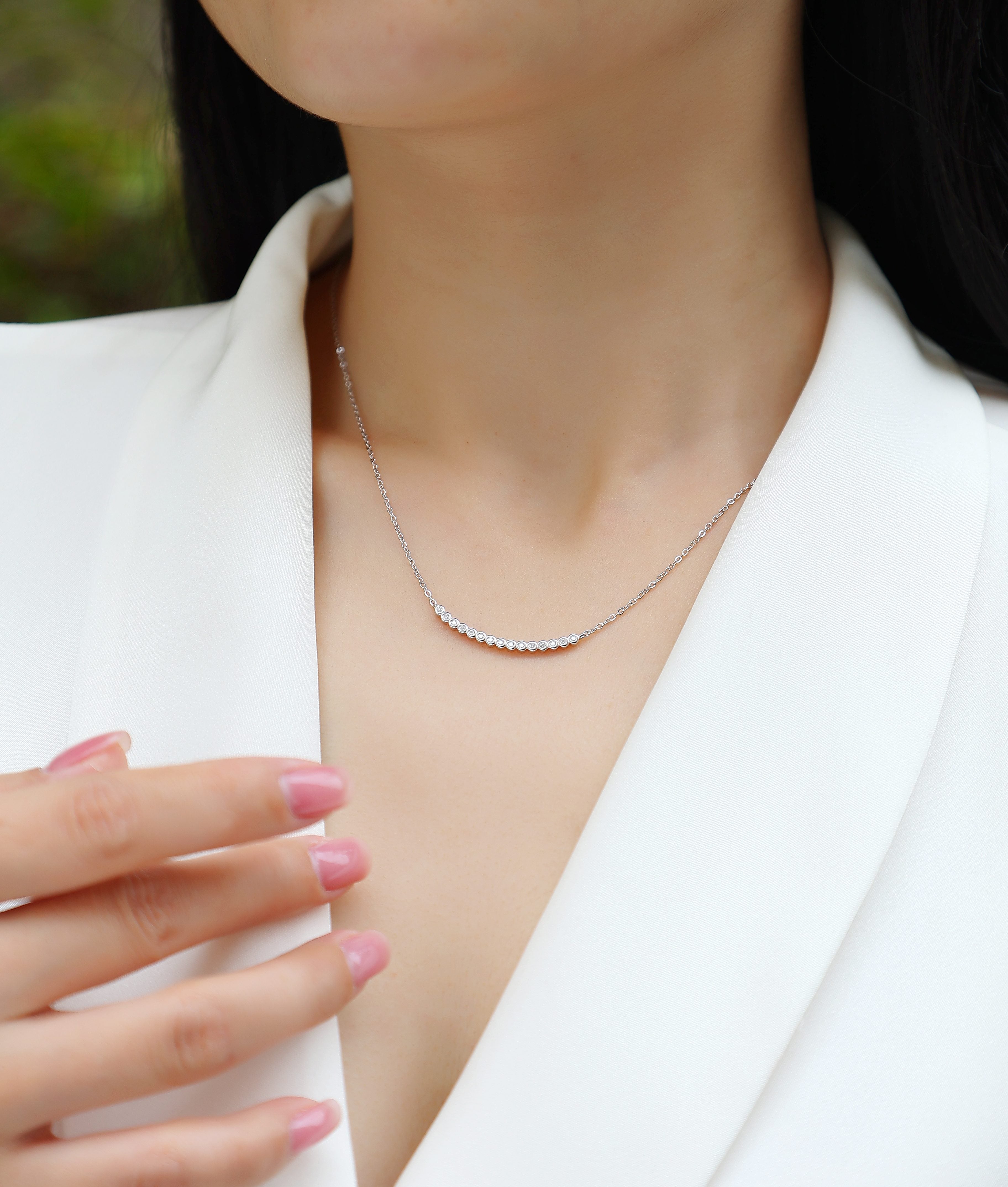 Floating Moissanite S925 Silver Platinum-Plated Pendant Necklace | Vloy