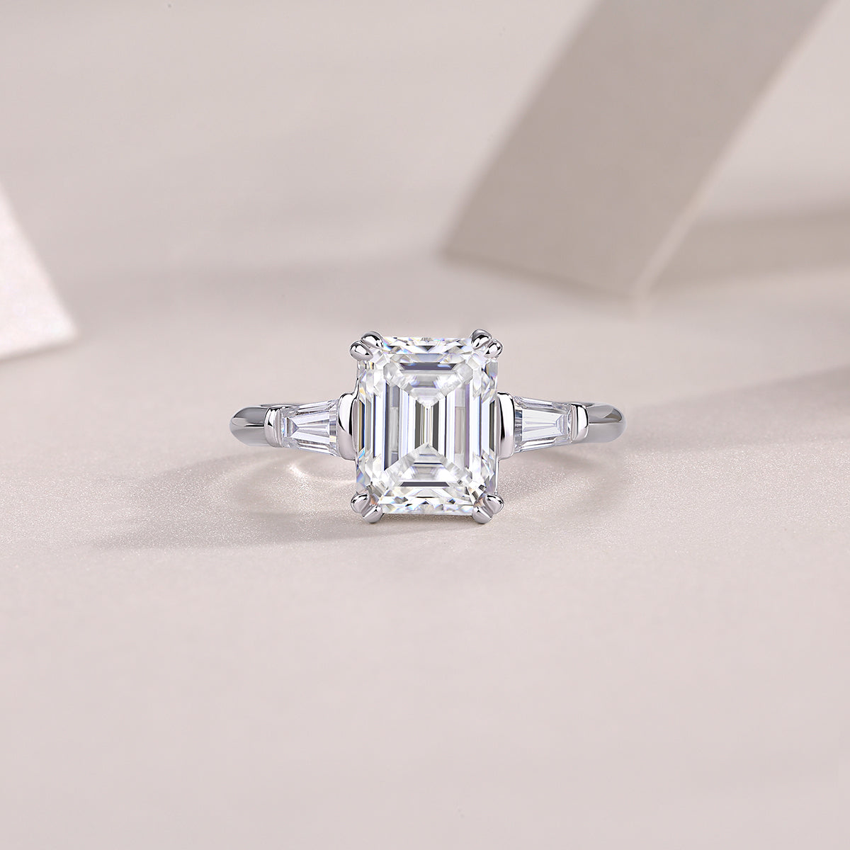 Octagonal Moissanite S925 Silver Platinum-Plated Statement Ring | Vloy