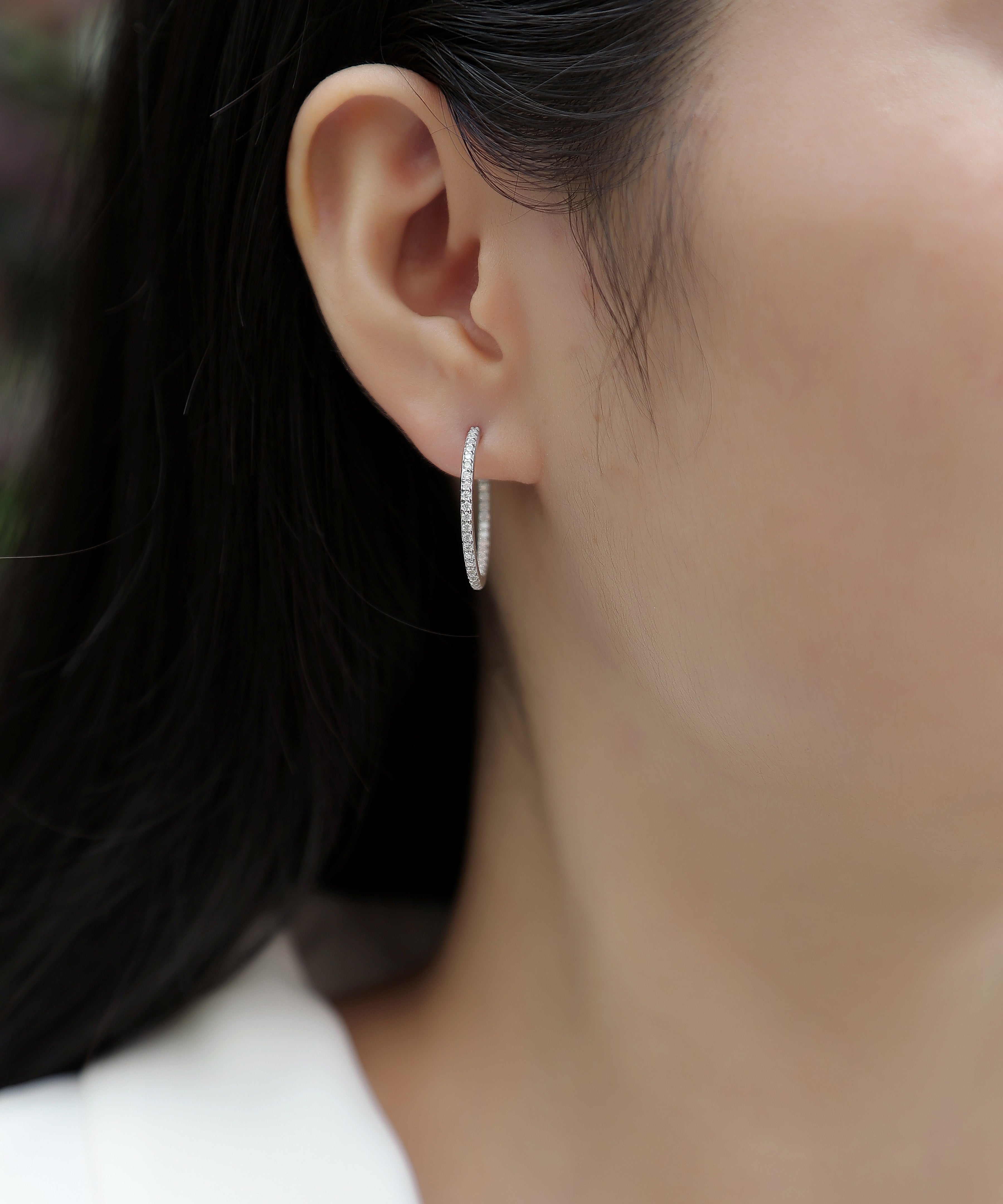 Ribbon Square Moissanite S925 Silver Platinum-Plated Stud Earrings | Vloy