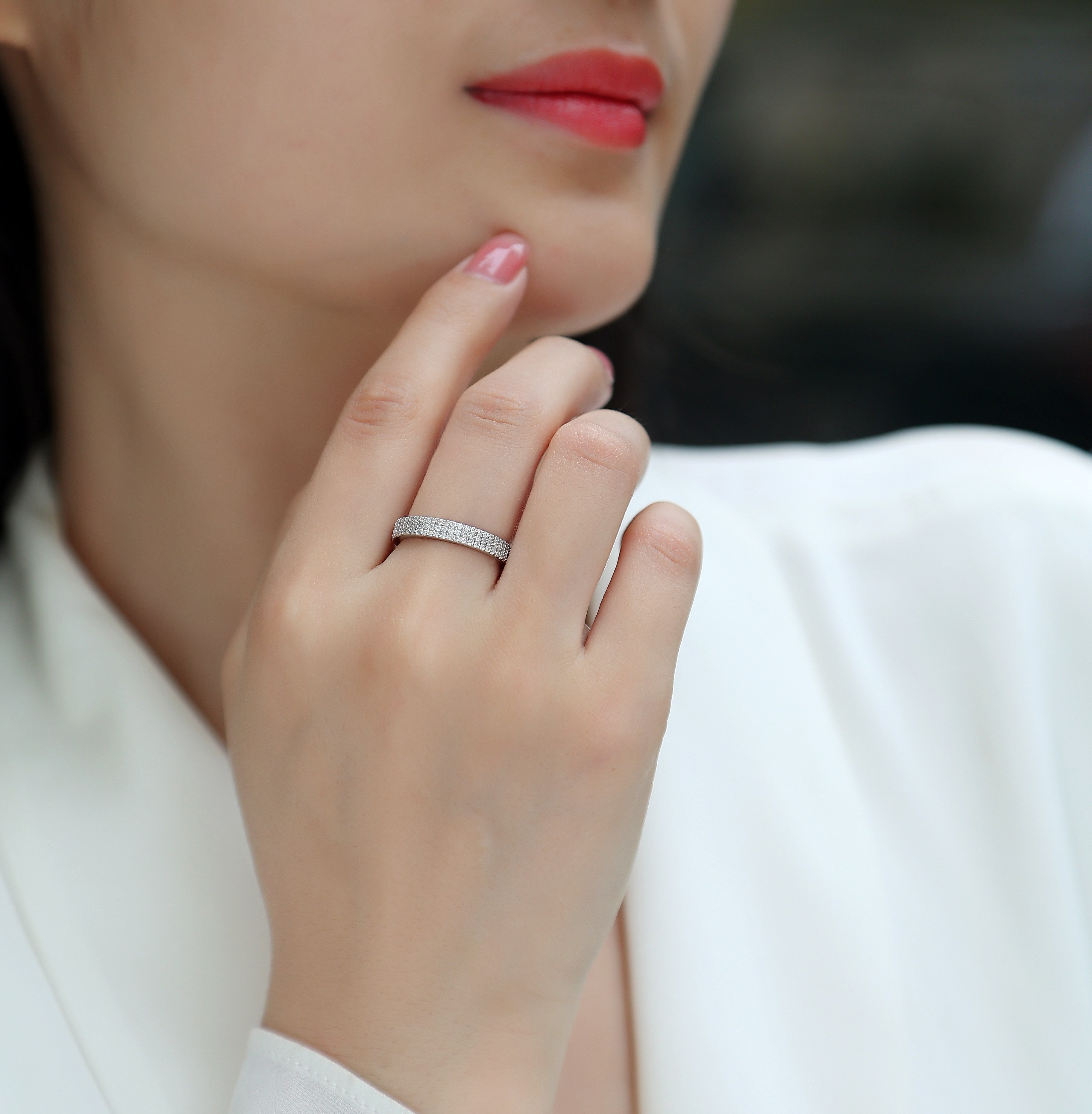 Brilliant Moissanite S925 Silver Platinum-Plated Luxury Ring | Vloy
