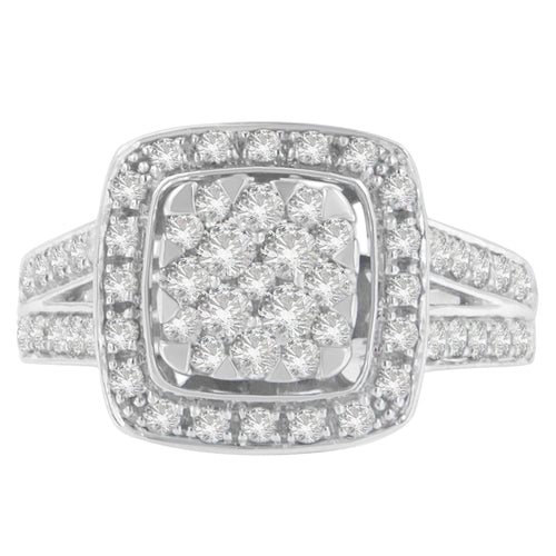 10K White Gold Diamond Cluster Ring (1 Cttw, H-I Color, SI2-I1 bingut-4b.myshopify.com product_type