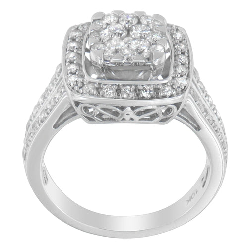 10K White Gold Diamond Cluster Ring (1 Cttw, H-I Color, SI2-I1 bingut-4b.myshopify.com product_type