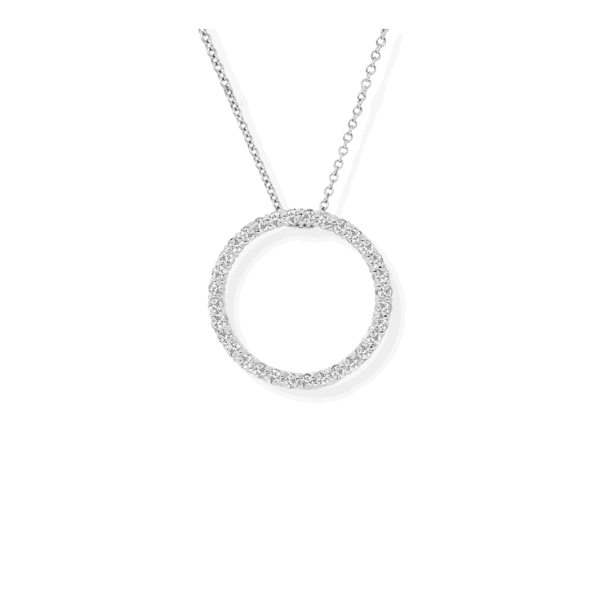 14K Solid Gold Circle Diamond Necklace
