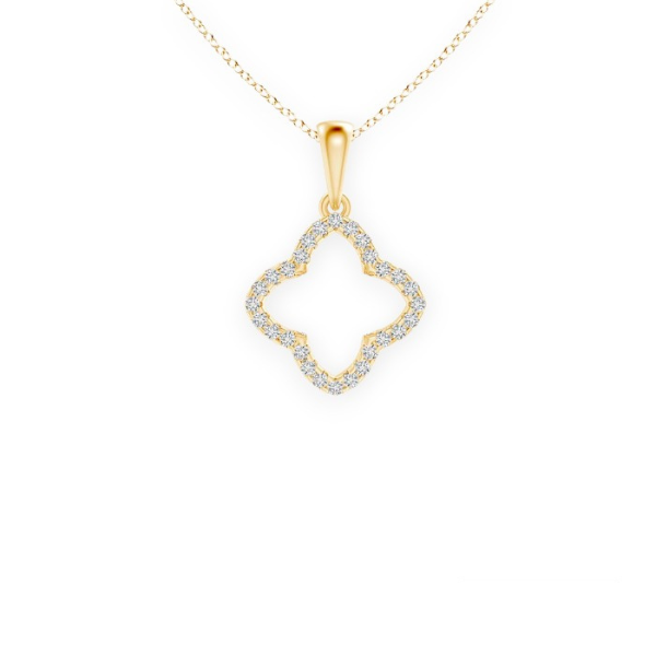 14K Solid Gold Clover Diamond Necklace