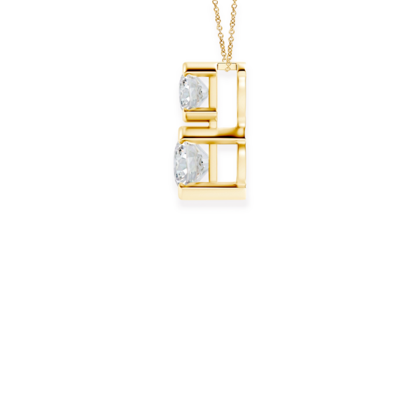 14K Solid Gold Dubble Diamond Half Bezel Setting Pendant