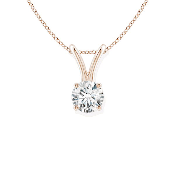 14K Solid Gold Round Cut Four Prong Solitaire Diamond Pendant - IGI Certified