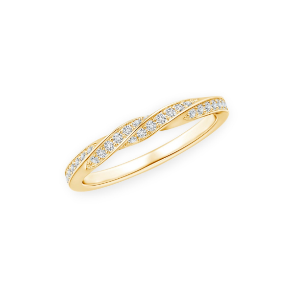 14K Solid Gold Twisted Half Line Diamond Ring Band bingut-4b.myshopify.com n/a
