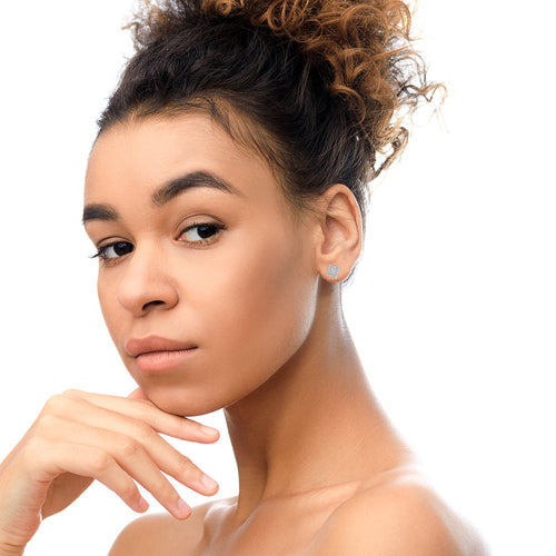 14K White Gold 1.00 Cttw Princess And Round-Cut Diamond Square Stud bingut-4b.myshopify.com product_type