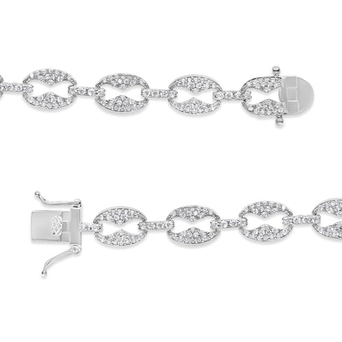 14K White Gold 1 1/2 Cttw Round Diamond Set Link Bracelet (I-J Color, bingut-4b.myshopify.com product_type