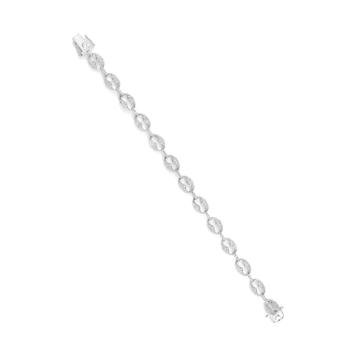 14K White Gold 1 1/2 Cttw Round Diamond Set Link Bracelet (I-J Color, bingut-4b.myshopify.com product_type