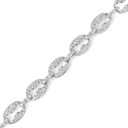 14K White Gold 1 1/2 Cttw Round Diamond Set Link Bracelet (I-J Color, bingut-4b.myshopify.com product_type
