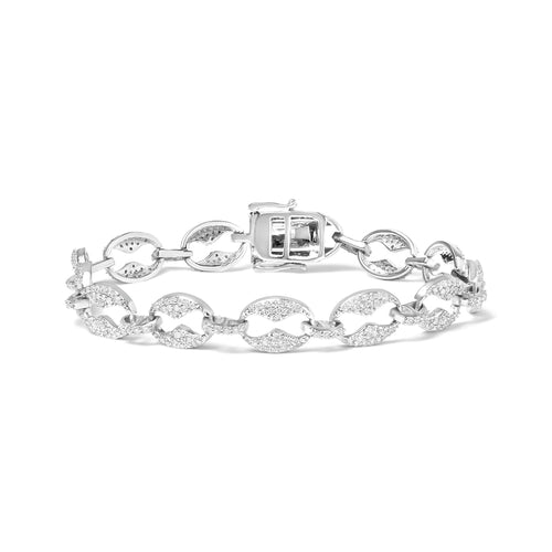 14K White Gold 1 1/2 Cttw Round Diamond Set Link Bracelet (I-J Color, bingut-4b.myshopify.com product_type