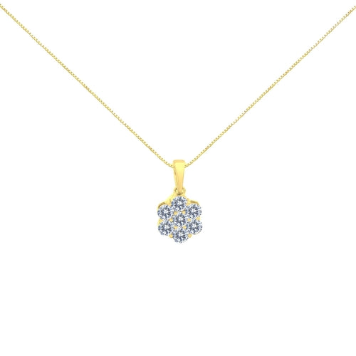 14K Yellow Gold 1.00 Cttw Brilliant Round-Cut Diamond 7 Stone Floral bingut-4b.myshopify.com product_type